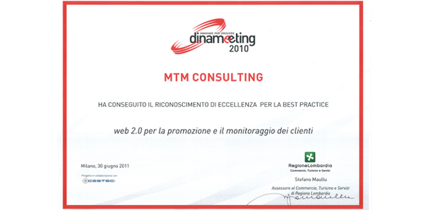 30 Giugno 2011 - Attestato Dinameeting 2010